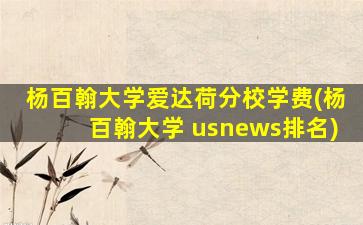 杨百翰大学爱达荷分校学费(杨百翰大学 usnews排名)